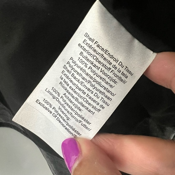 DKNY Black Large Faux Leather Women’s Moto Jacket Zip Front - Picture 10 of 13